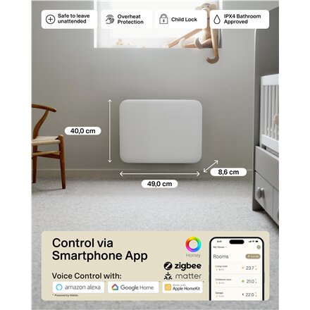 Mill Invisible Smart WiFi Heater , PA400WIFI4 , Panel Heater , 400 W , Suitable for rooms up to 4-6 m² , White , IPX4