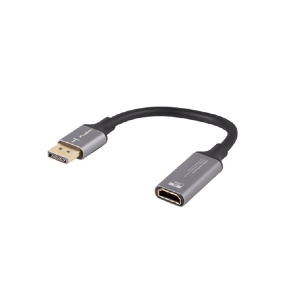 Lanberg Displayport (M) to HDMI (F) Adapter 8K on cable 20cm, Silver , AD-DP-HD-04