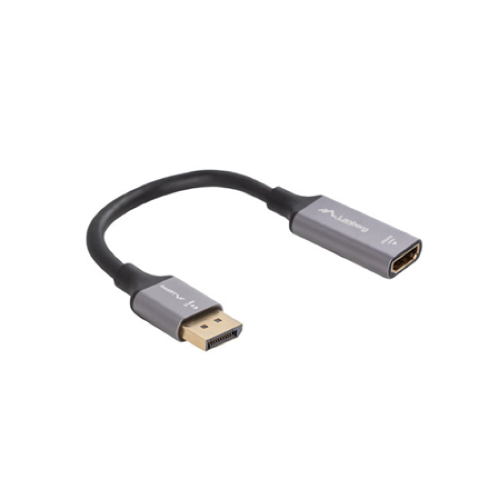 Lanberg Displayport (M) to HDMI (F) Adapter 8K on cable 20cm, Silver , AD-DP-HD-04