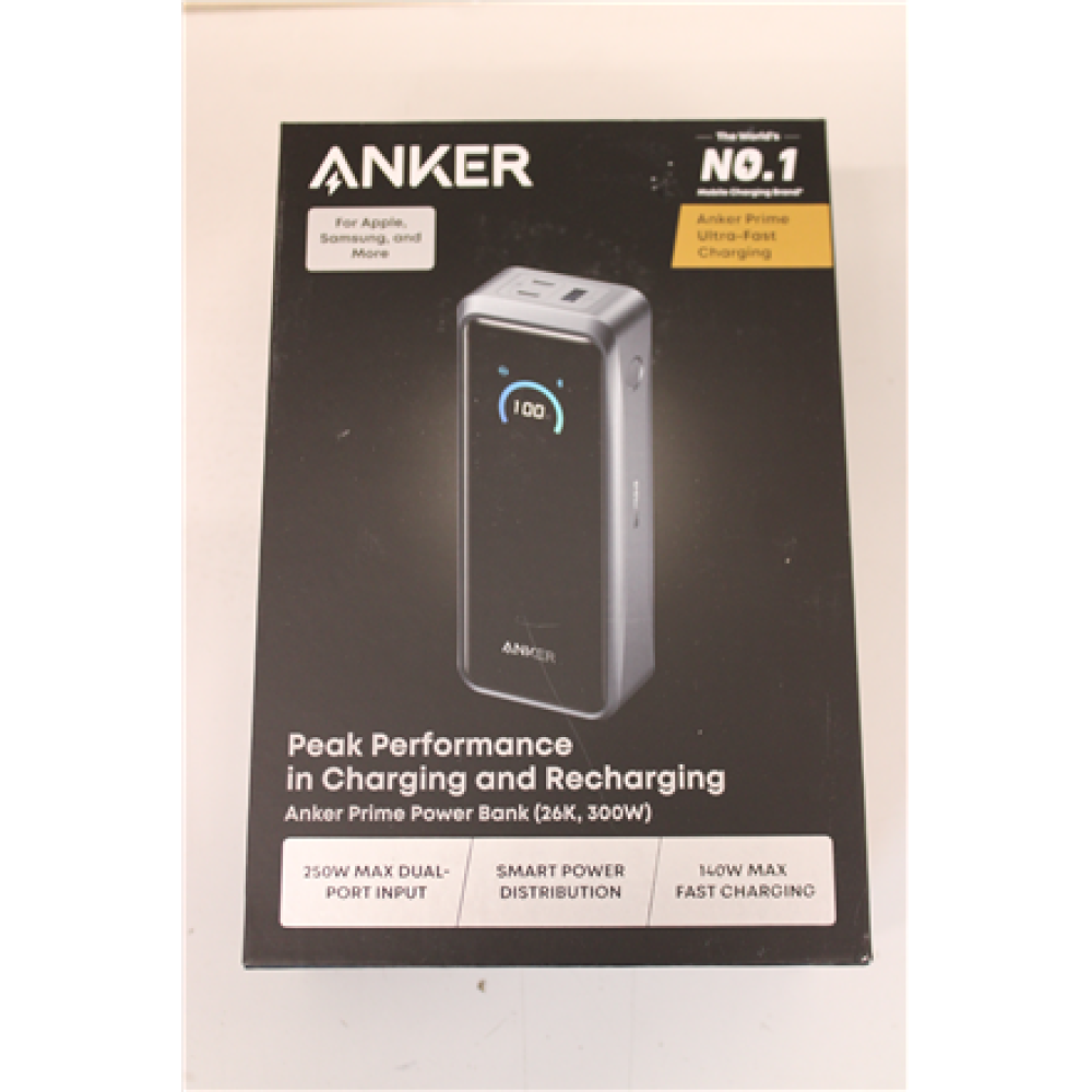 SALE OUT. Anker Prime power bank - USB, 2 x USB-C - 300 Watt , 26250 mAh , Black , UNPACKED, SMALL SCRATCHED ON TOP EDGE