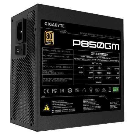 Gigabyte , Power Supply Unit , GP-P850GM , 850 W , 80 PLUS Gold