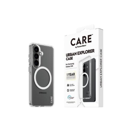 CARE by PanzerGlass Urban Explorer Case Transparent w. White Qi Samsung New Galaxy S26 , PanzerGlass