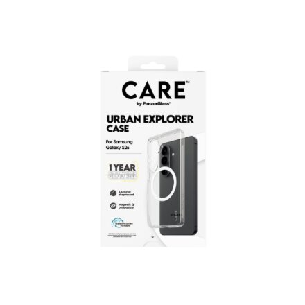 CARE by PanzerGlass Urban Explorer Case Transparent w. White Qi Samsung New Galaxy S26 , PanzerGlass