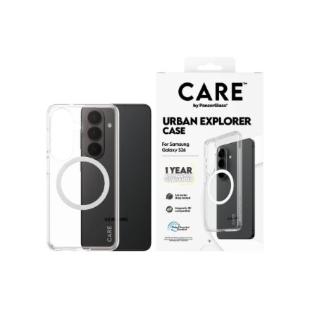 CARE by PanzerGlass Urban Explorer Case Transparent w. White Qi Samsung New Galaxy S26 , PanzerGlass