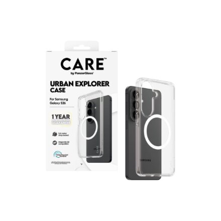 CARE by PanzerGlass Urban Explorer Case Transparent w. White Qi Samsung New Galaxy S26 , PanzerGlass