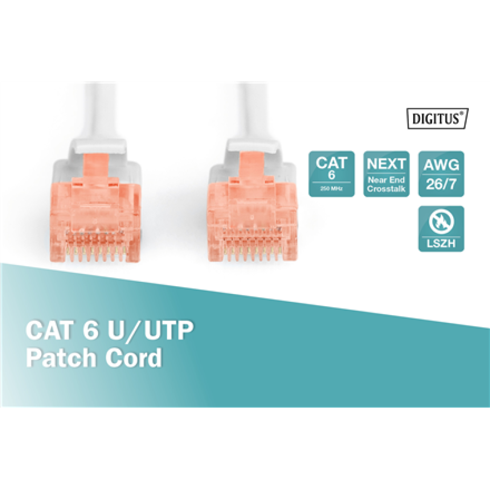 Digitus CAT 6 U/UTP , Patch cord , Length 20 m , Grey