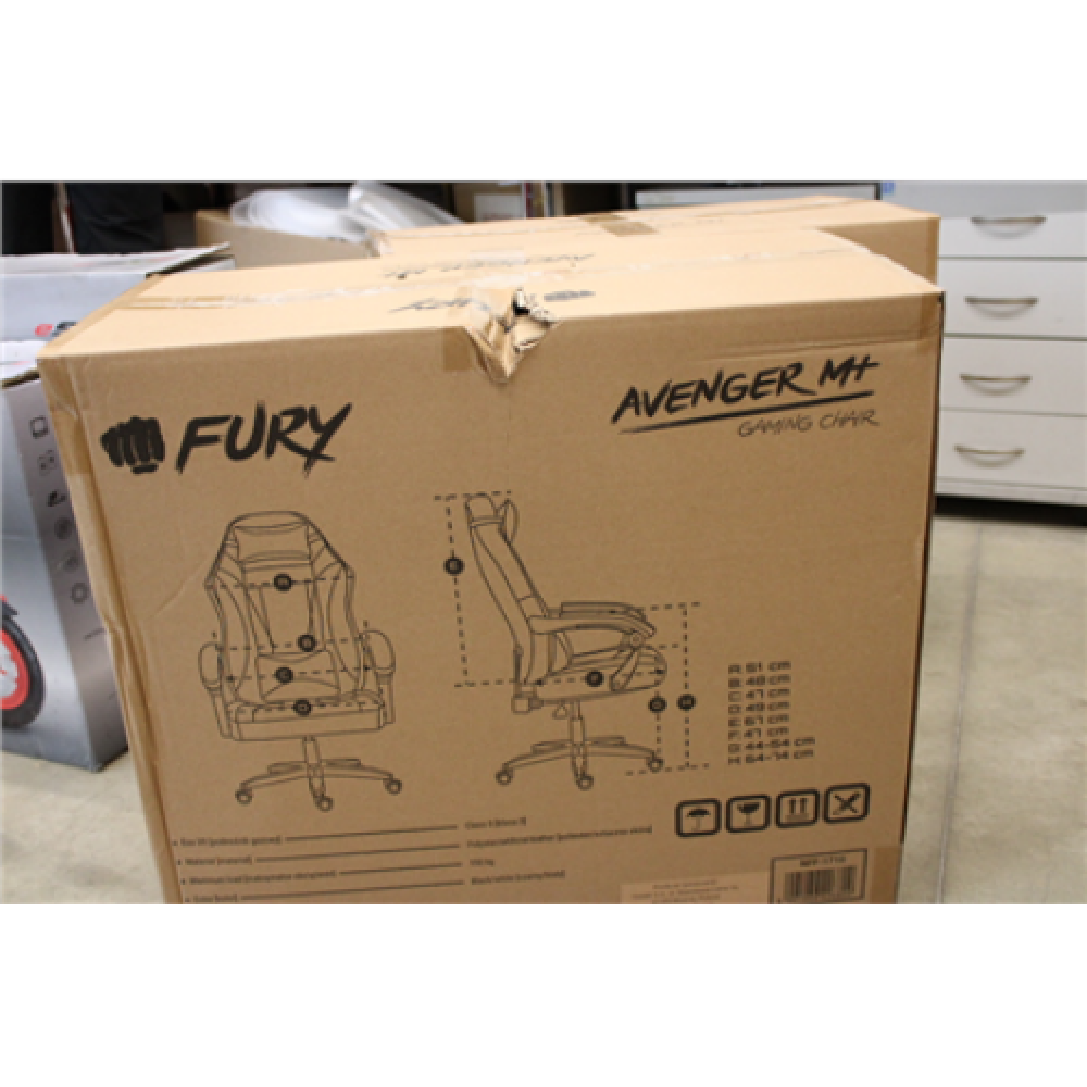 SALE OUT. FURY Avenger M+ Gaming Chair, Black/White DAMAGED PACKAGING Fury Black/White