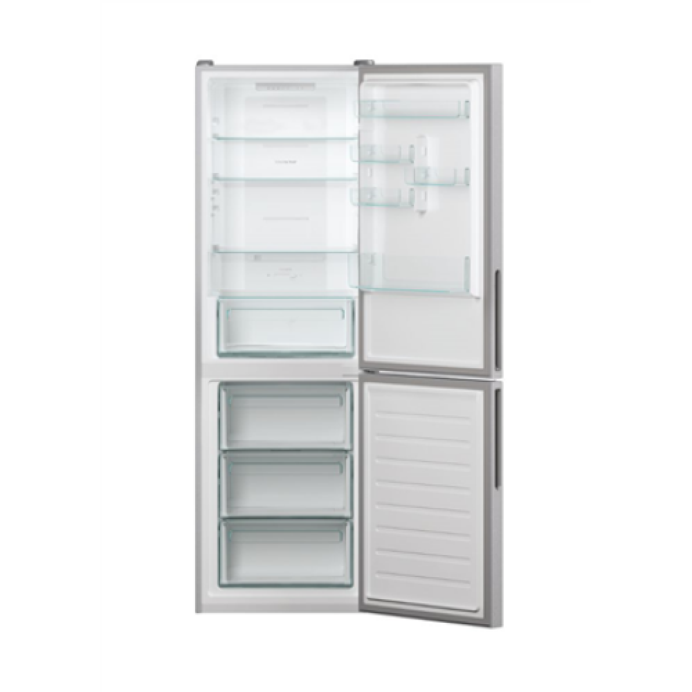 Candy Refrigerator CCE3T618FS Energy efficiency class F, Free standing, Combi, Height 185 cm, No Frost system, Fridge net capacity 223 L, Freezer net capacity 119 L, Display, 39 dB, Silver