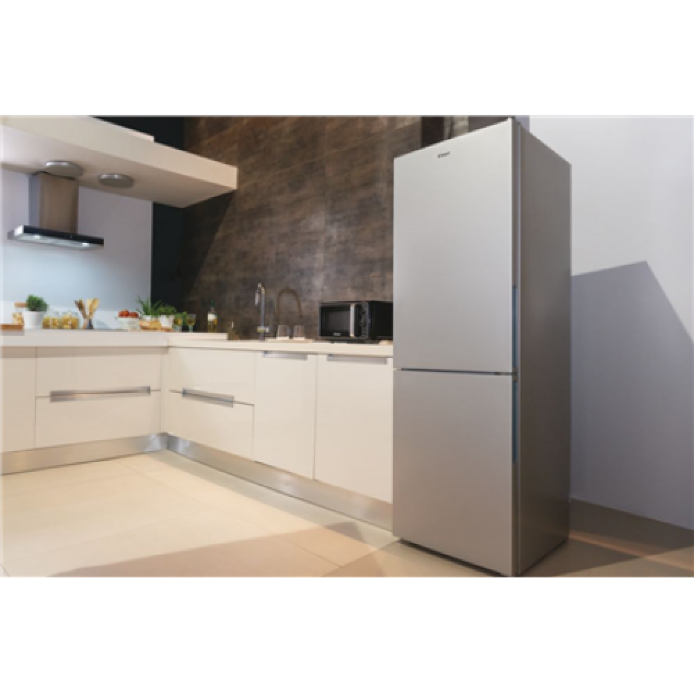 Candy Refrigerator CCE3T618FS Energy efficiency class F, Free standing, Combi, Height 185 cm, No Frost system, Fridge net capacity 223 L, Freezer net capacity 119 L, Display, 39 dB, Silver