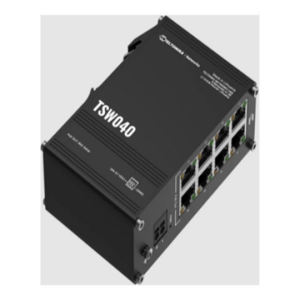 Teltonika Industrial Switch , TSW040 , Unmanaged , DIN rail mountable , 10/100 Mbps (RJ-45) ports quantity 8 , PoE+ ports quantity 8 , Power supply type 2-pin industrial DC power socket