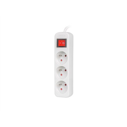 Lanberg Cable Power Strip 3M 3X French Outlets with Switch, Quality-Grade Copper , PS1-03E-0300-W