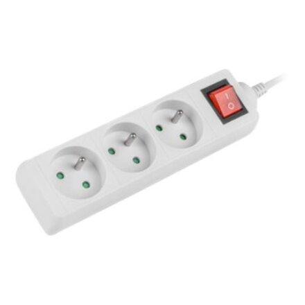 Lanberg Cable Power Strip 3M 3X French Outlets with Switch, Quality-Grade Copper , PS1-03E-0300-W