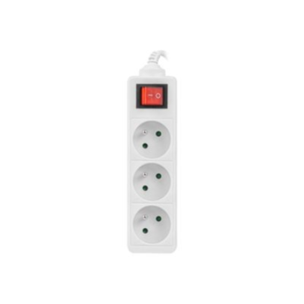 Lanberg Cable Power Strip 3M 3X French Outlets with Switch, Quality-Grade Copper , PS1-03E-0300-W