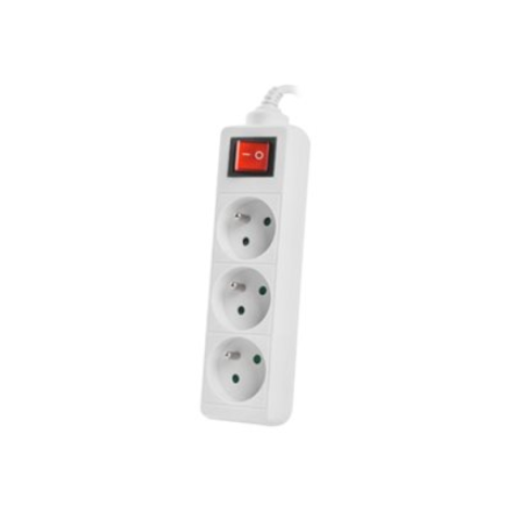Lanberg Cable Power Strip 3M 3X French Outlets with Switch, Quality-Grade Copper , PS1-03E-0300-W