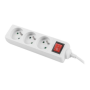 Lanberg Cable Power Strip 3M 3X French Outlets with Switch, Quality-Grade Copper , PS1-03E-0300-W