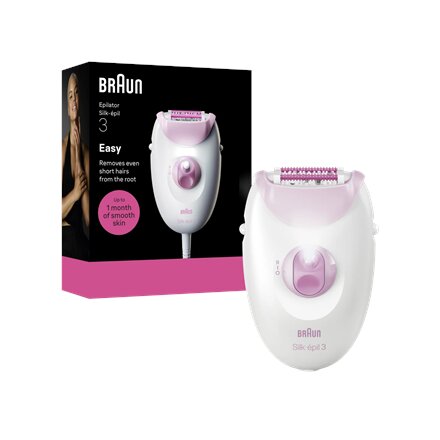 Braun Epilator , Silk-épil 3 SE3-000 , Number of power levels 1 , White/Pink