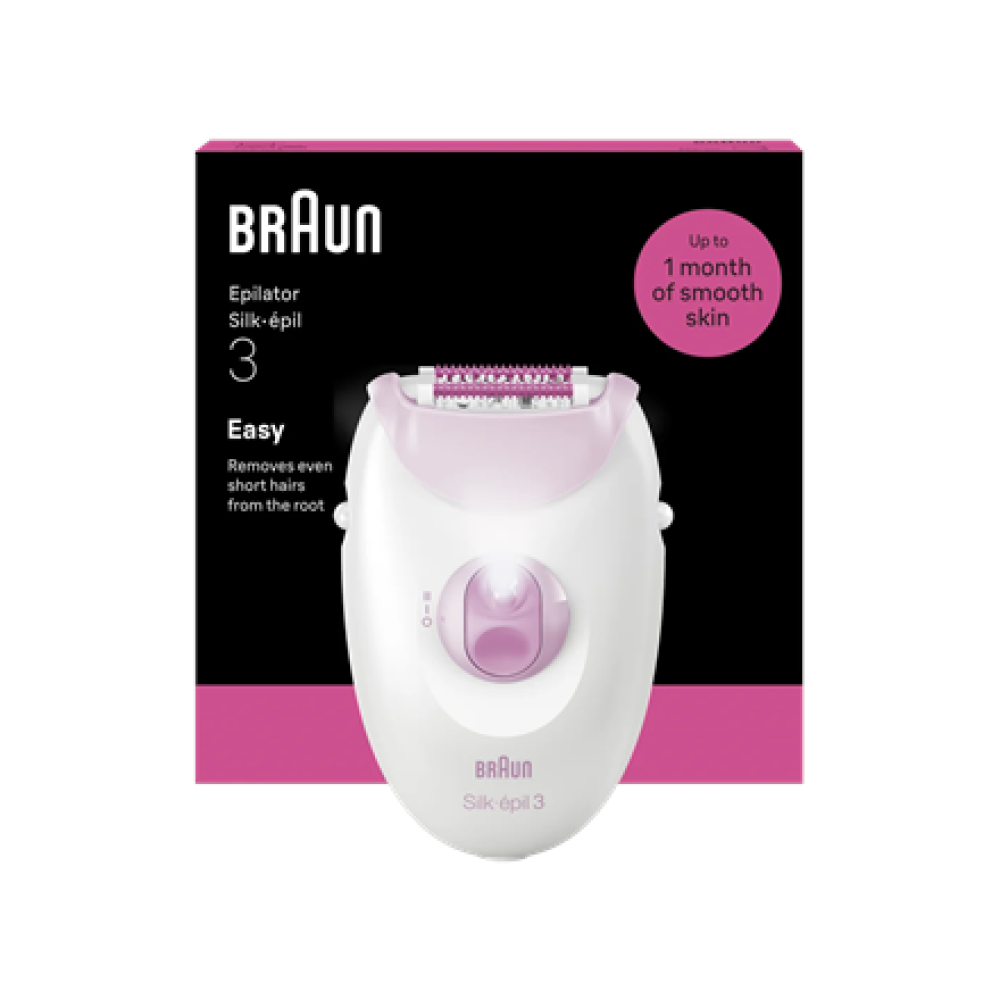 Braun Epilator , Silk-épil 3 SE3-000 , Number of power levels 1 , White/Pink