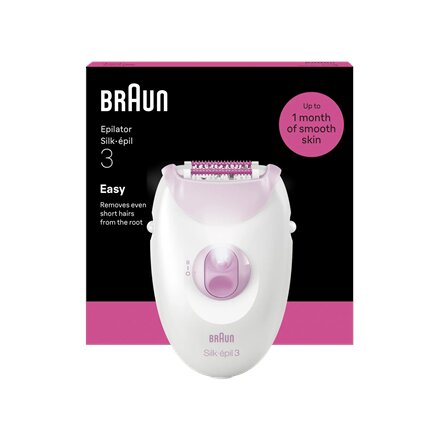 Braun Epilator , Silk-épil 3 SE3-000 , Number of power levels 1 , White/Pink