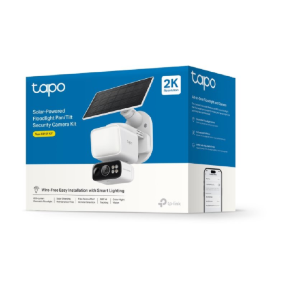 TP-Link Tapo C615F KIT Solar-Powered Floodlight Pan/Tilt Security Camera Kit , TP-LINK