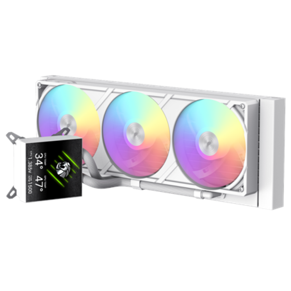 Gamemax CPU Liquid Cooler , GLACIER 360 LCD WH , White