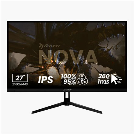 Arozzi , Nova , 27 , IPS , QHD , 16:9 , 260 Hz , 1 ms , 2560 x 1440 pixels , 350 cd/m² , HDMI ports quantity 2 , Black
