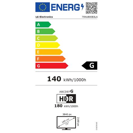 LG NANO 4K AI TV , 75NU800B3LA , 75 , Smart TV , webOS , UHD , Black