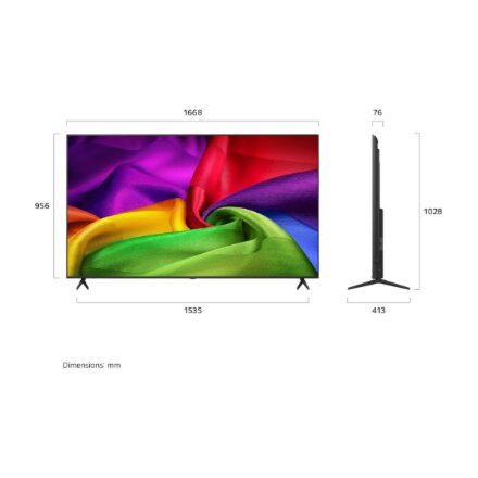 LG NANO 4K AI TV , 75NU800B3LA , 75 , Smart TV , webOS , UHD , Black
