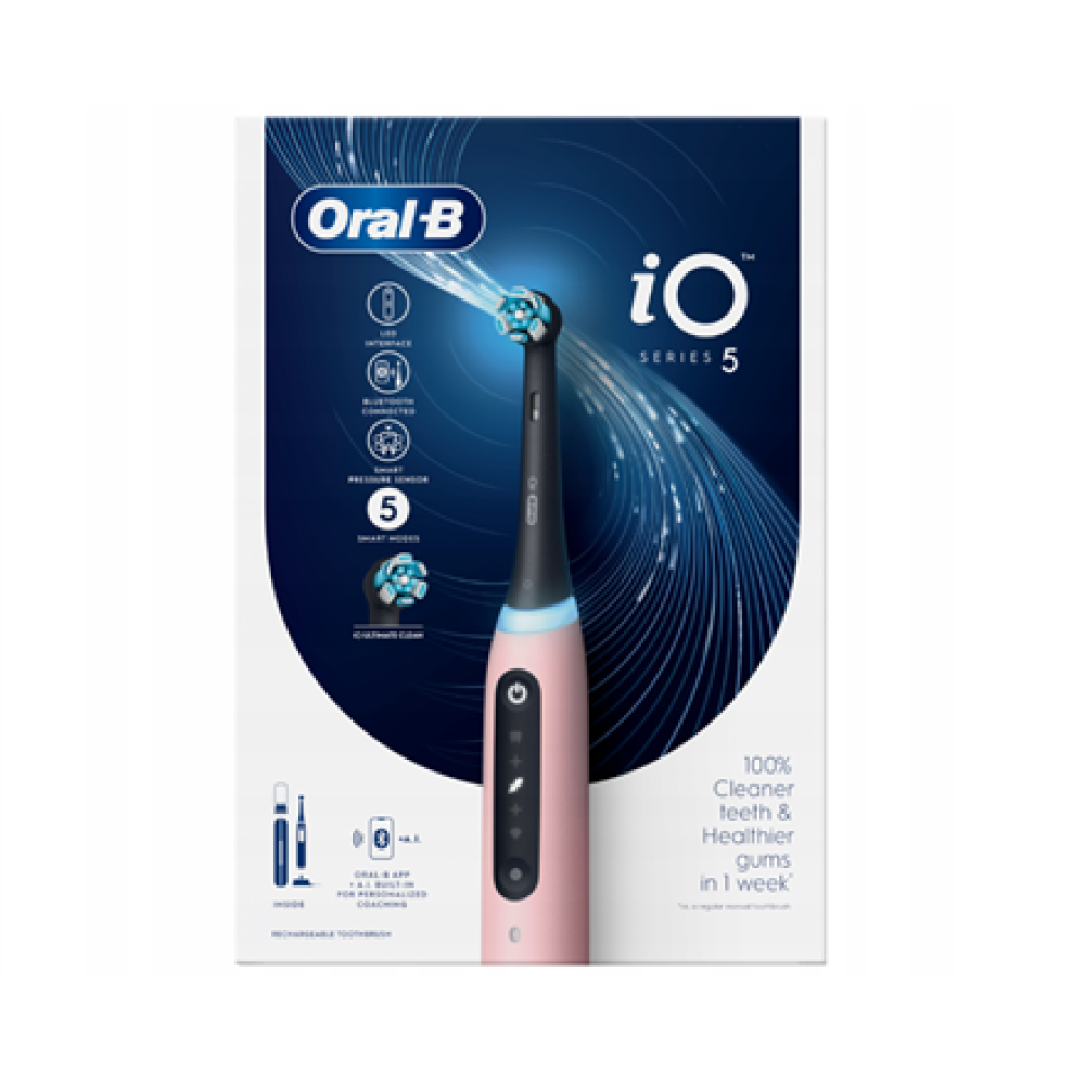 Oral-B Electric Toothbrush , iO5 Series , Rechargeable , For adults , Number of brush heads included 1 , Number of teeth brushing modes 5 , Pink