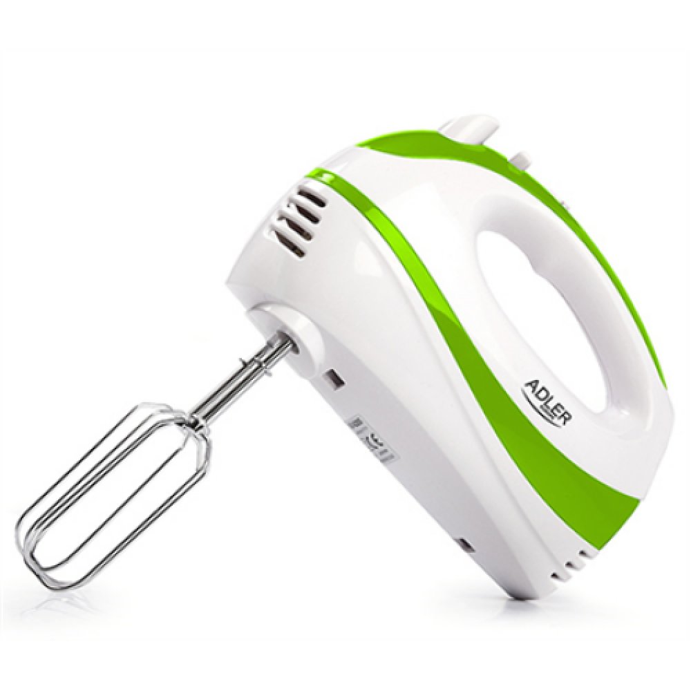 Adler , Mixer , AD 4205 g , Hand Mixer , 300 W , Number of speeds 5 , Turbo mode , White/Green
