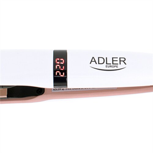 Adler , Hair Straightener , AD 2321 , Warranty 24 month(s) , Ceramic heating system , Display LCD , Temperature (min) 140 °C , Temperature (max) 220 °C , 45 W , Pearl White
