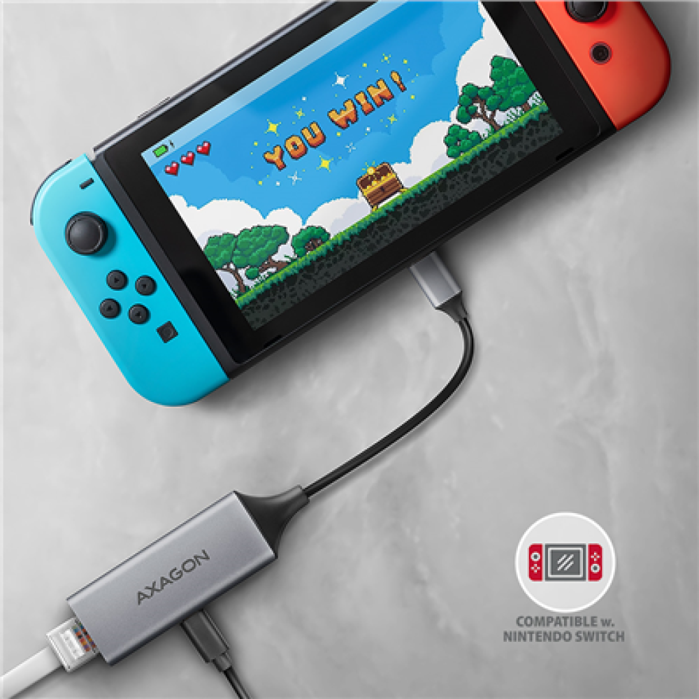 AXAGON , ADE-TXPD USB-C Gigabit Ethernet Adapter with PD 100W