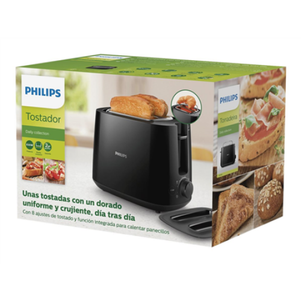 Philips , Daily collection toaster , HD2582/90 , Power 900 W , Number of slots 2 , Housing material Plastic , Black