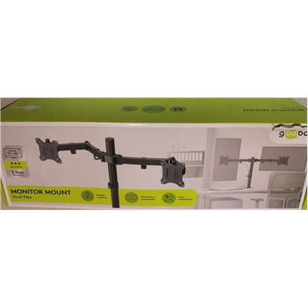 SALE OUT. Goobay Dual Monitor Mount Flex, Black , Goobay Dual Monitor Mount Flex , Swivel, Tilt, Rotation , 17-32 , Maximum weight (capacity) 8 kg , DAMAGED PACKAGING , Black