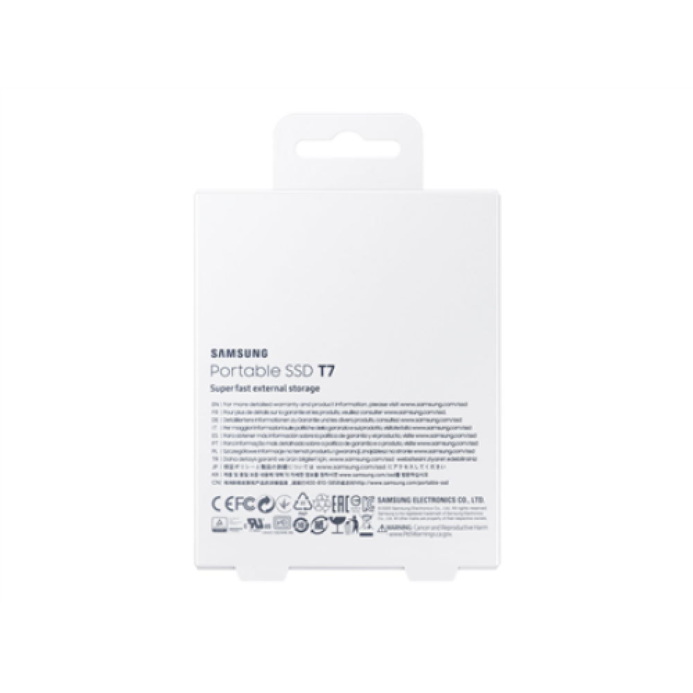 Samsung MU-PC1T0T/WW Portable SSD T7 USB 3.2 1TB Silver , Portable SSD , T7 , 1000 GB , USB 3.2 , Silver