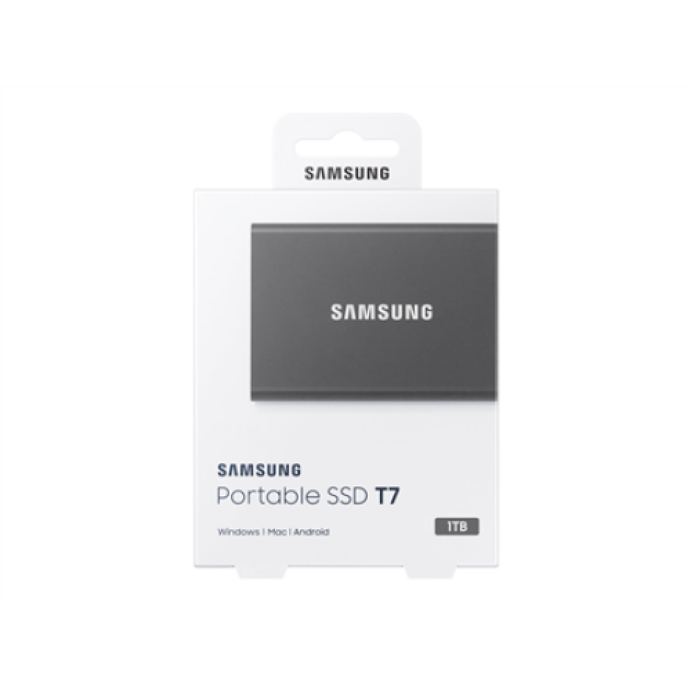 Samsung MU-PC1T0T/WW Portable SSD T7 USB 3.2 1TB Silver , Portable SSD , T7 , 1000 GB , USB 3.2 , Silver