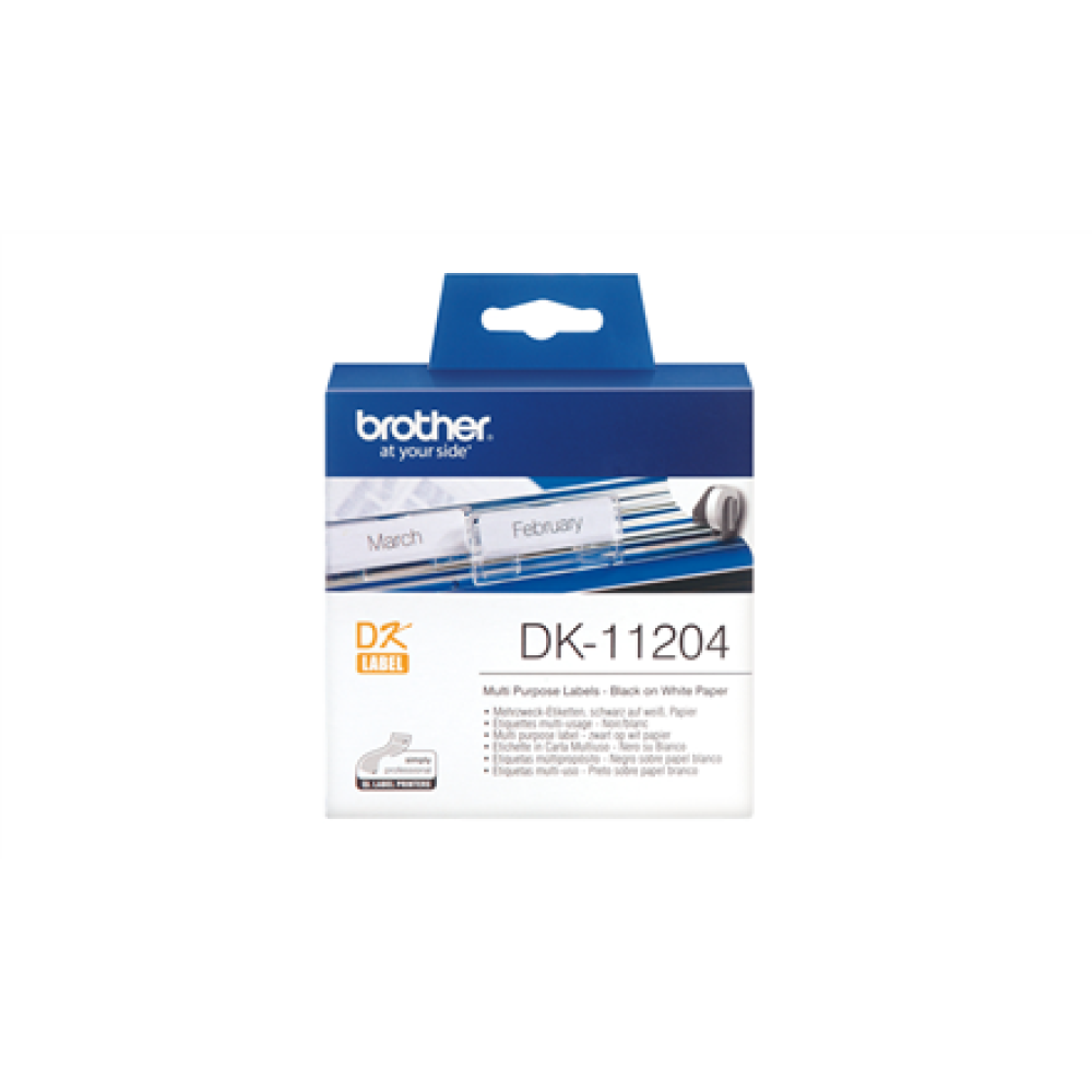 Brother , DK-11204 Multi Purpose Labels , White , DK , 17mm x 54mm