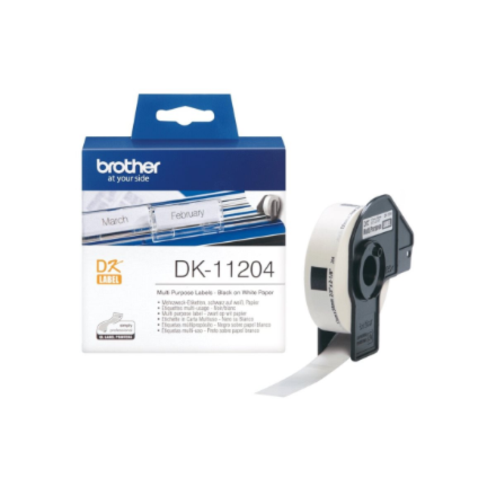 Brother , DK-11204 Multi Purpose Labels , White , DK , 17mm x 54mm