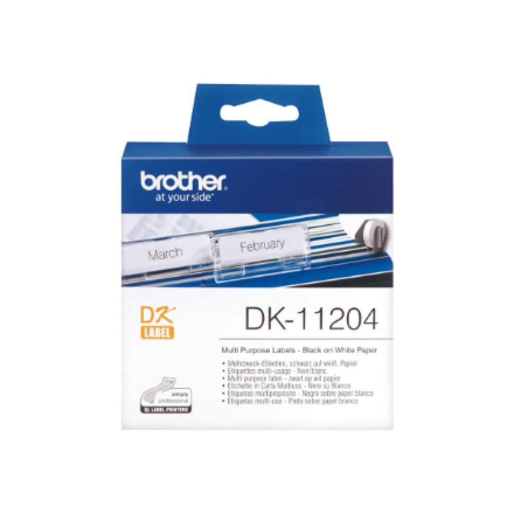 Brother , DK-11204 Multi Purpose Labels , White , DK , 17mm x 54mm