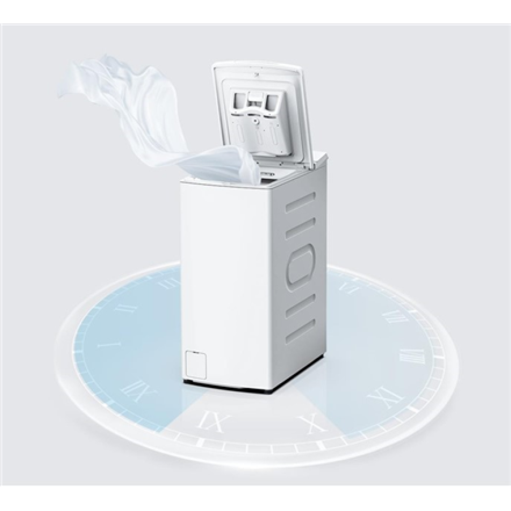 Midea Washing Machine , MF100T60B/W-HR , Energy efficiency class A , Top loading , Washing capacity 6 kg , 1200 RPM , Depth 61 cm , Width 40 cm , Display , LED , Steam function , White