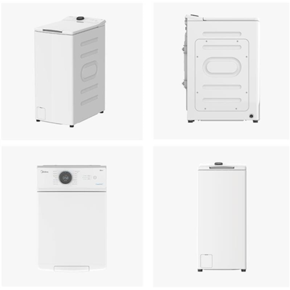 Midea Washing Machine , MF100T60B/W-HR , Energy efficiency class A , Top loading , Washing capacity 6 kg , 1200 RPM , Depth 61 cm , Width 40 cm , Display , LED , Steam function , White