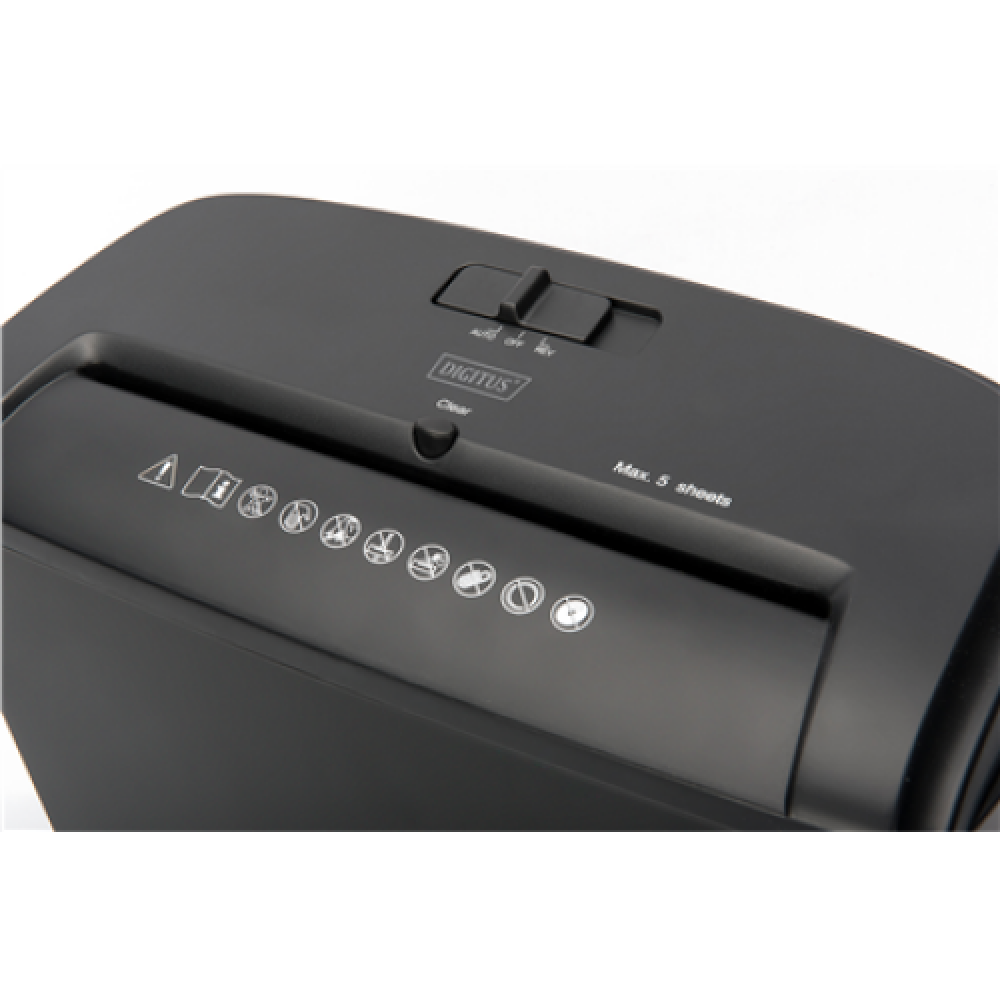 Digitus Shredder X5 Black, 10 L, Cross-Cut Shredder, Paper handling standard/output 5 sheets per pass, Warranty 24 month(s)