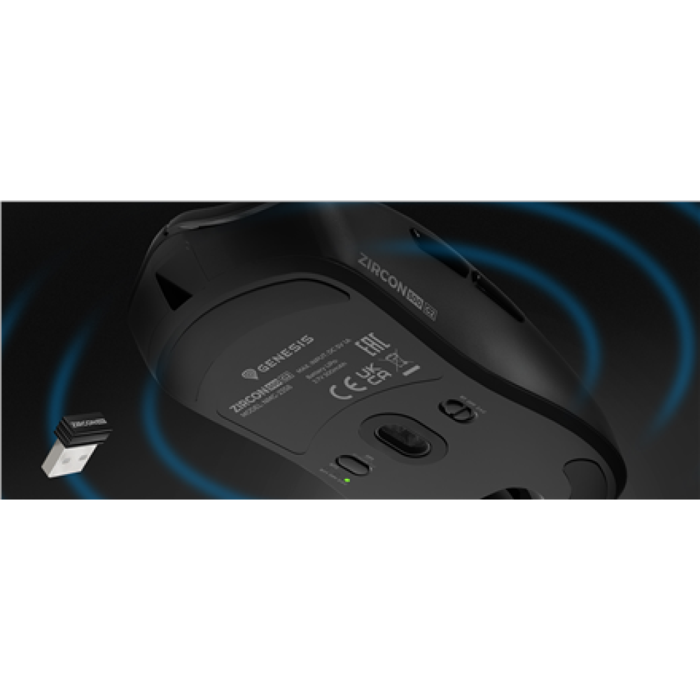 Genesis ZIRCON 500 G2 , Wireless/Wired , Gaming Mouse , 2.4 GHz, Bluetooth, USB , Black