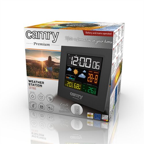 Camry , Weather station , CR 1166 , Black , Date display