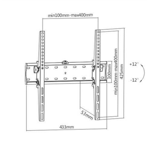 Gembird , Wall mount , WM-55T-02 , 32-55 , Maximum weight (capacity) 40 kg , Black