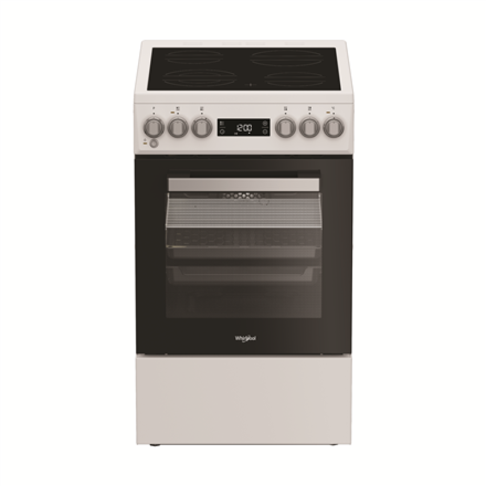 Whirlpool Cooker , Whirlpool , Hob type Vitroceramic , Oven type Electric , White , Width 50 cm , Depth 60 cm , 60 L