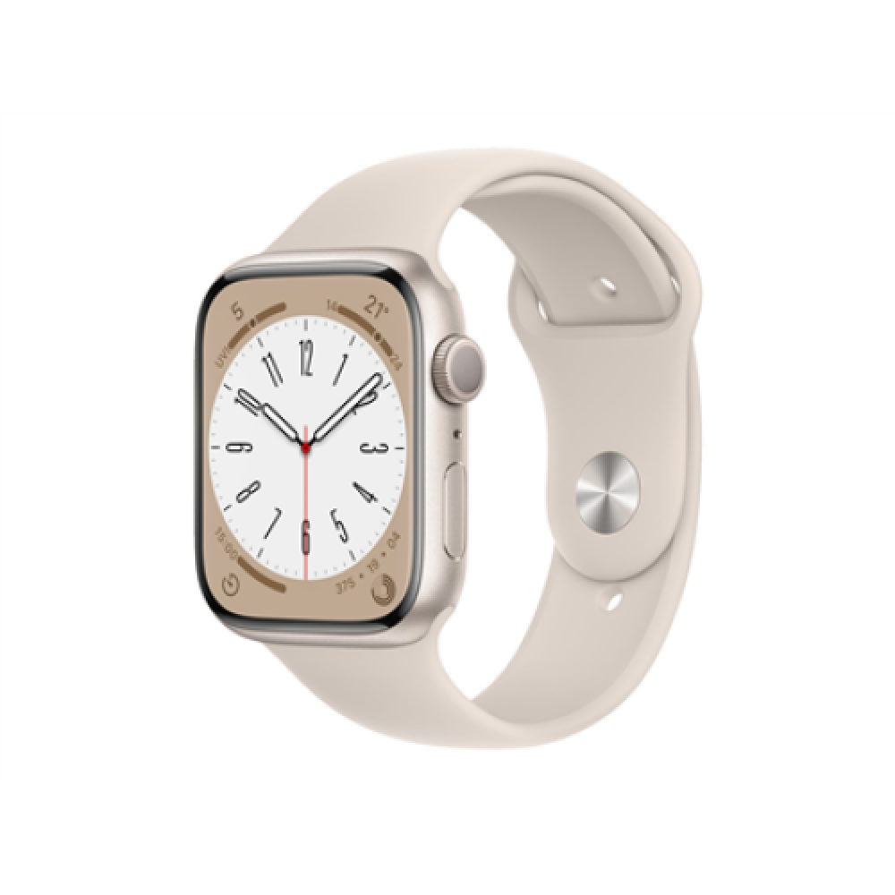 Apple Watch Series 8 Smart watches GPS (satellite) Retina LTPO OLED Touchscreen 45mm Waterproof Bluetooth Wi-Fi Starlight