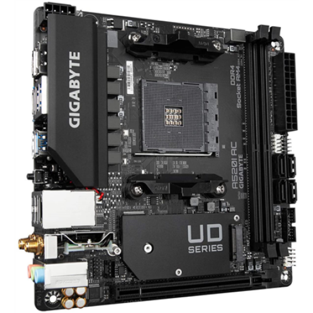 Gigabyte , A520I AC , Processor family AMD , Processor socket AM4 , DDR4 DIMM , Memory slots 2 , Number of SATA connectors 4 , Chipset AMD A , Mini ITX
