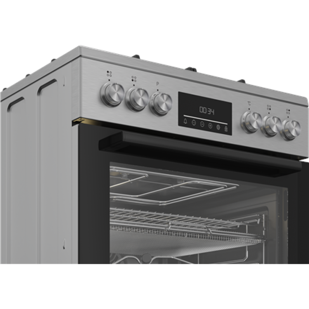 BEKO Cooker , FBMA61330GXDT , Hob type Gas , Oven type Electric , Stainless Steel , Width 60 cm , Grilling , LED , Depth 60 cm , 72 L