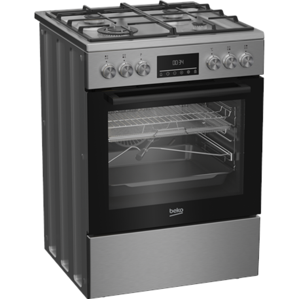 BEKO Cooker , FBMA61330GXDT , Hob type Gas , Oven type Electric , Stainless Steel , Width 60 cm , Grilling , LED , Depth 60 cm , 72 L