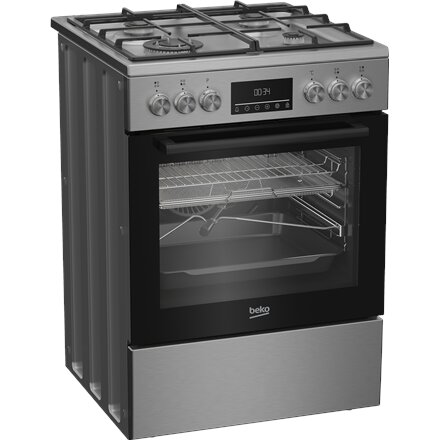 BEKO Cooker , FBMA61330GXDT , Hob type Gas , Oven type Electric , Stainless Steel , Width 60 cm , Depth 60 cm , Grilling , LED , Energy efficiency class A , 72 L